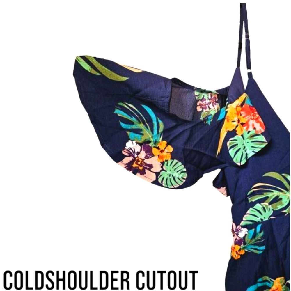 FASHION NOVA VIDETTE Navy Blue Floral Side Tie Romper 3X - Picture 4 of 15